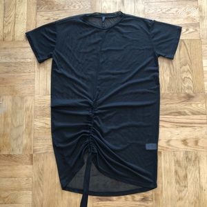 Sheer Mesh Scrunch Beach Coverup Dress